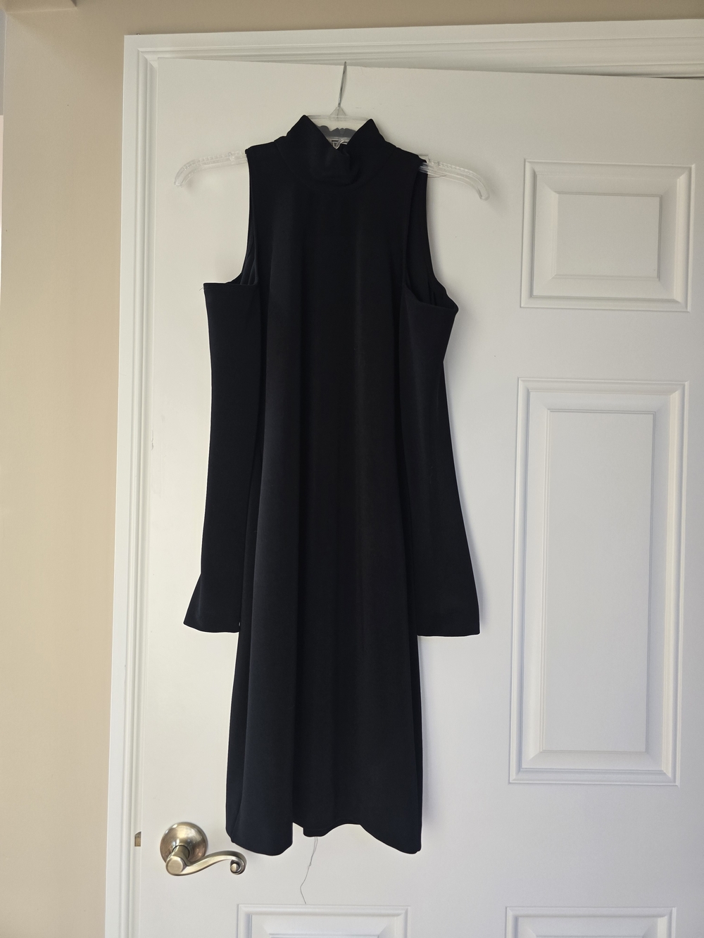 Black Cold-Shoulder Mock Neck Dress